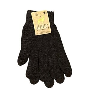 Alpaca Heathered Black Wool Gloves, One Size Fits Most Adults, NWT